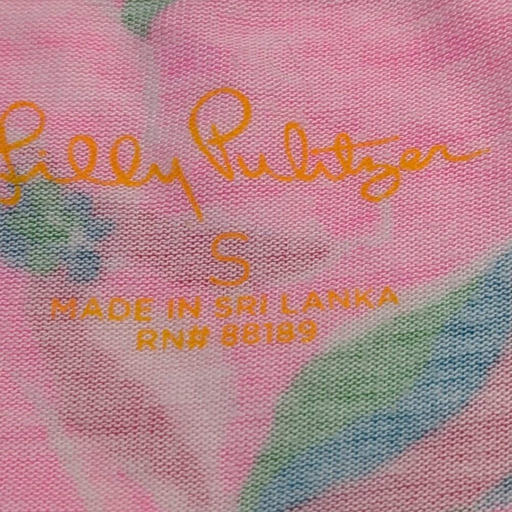 Lilly Pulitzer Long Sleeve V-Neck Top – Pink Tropical Floral Print Size S - Picture 7 of 7